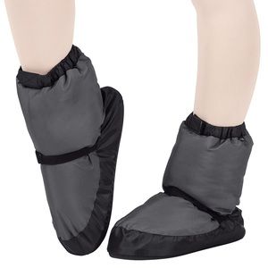 Kids Black Gray Puffer Slippers - dance warmup
